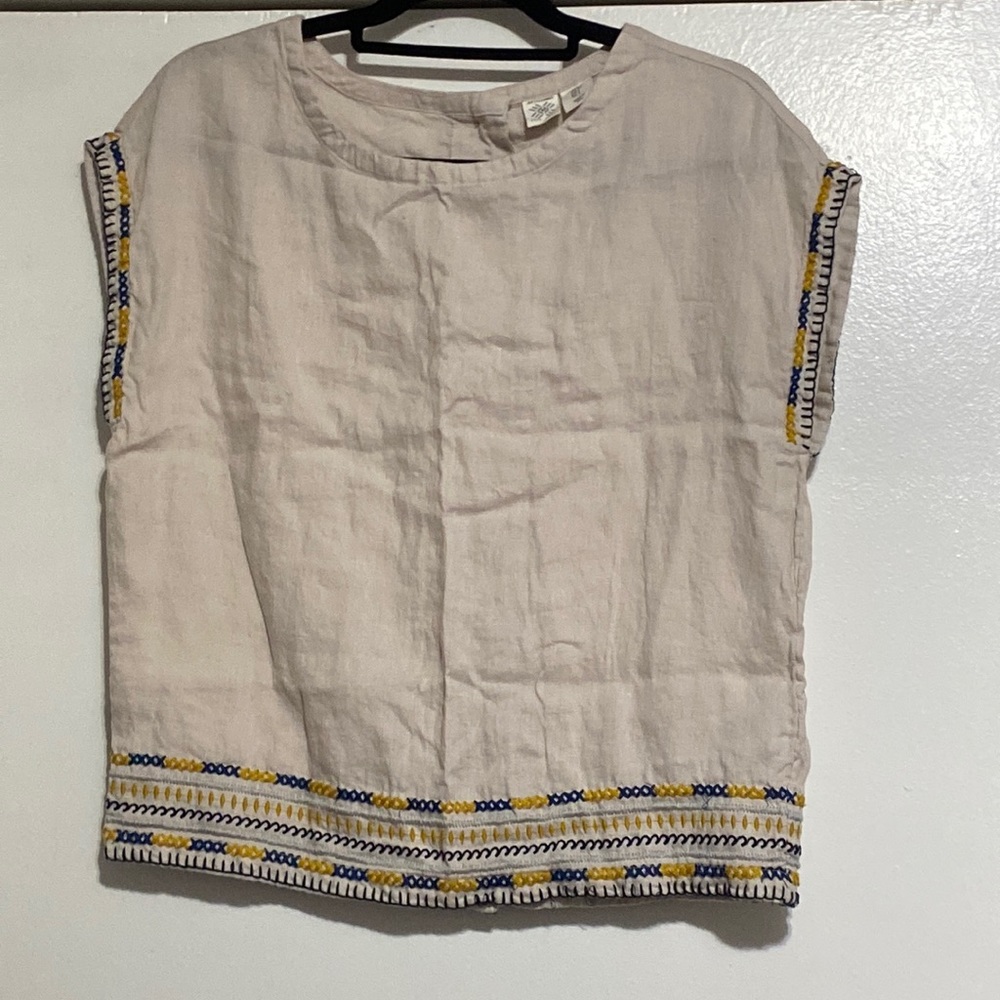 Artisan NY Embroidered Linen Top Sz S